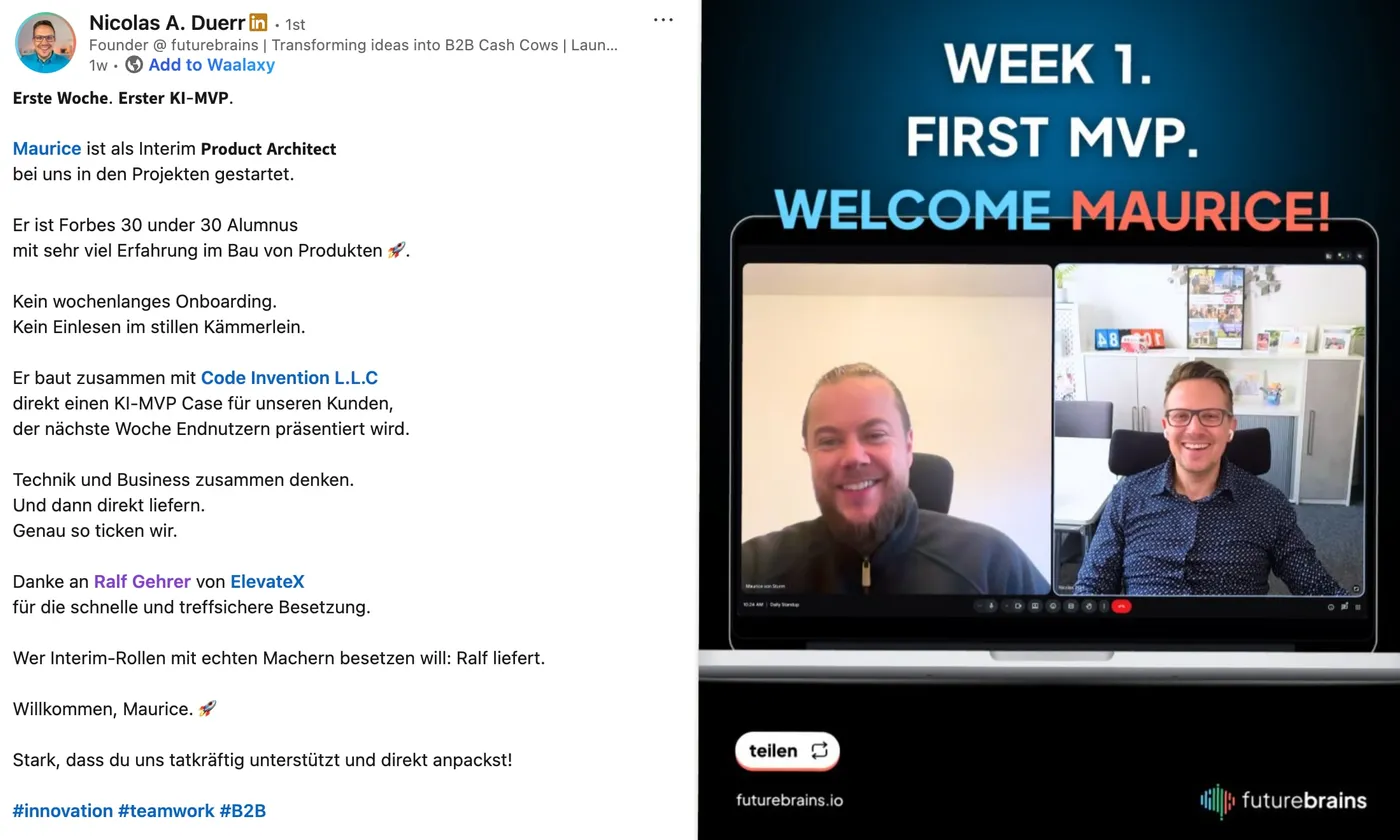 futurebrains welcoming Maurice: week 1, first MVP