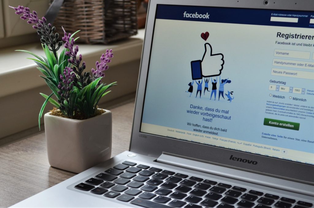 Image of a Laptop showing Facebook in the browser